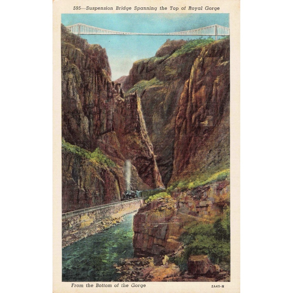 Vintage Royal Gorge Suspension Bridge Colorado Linen Postcard Sanborn Souvenir - Picture 1 of 2